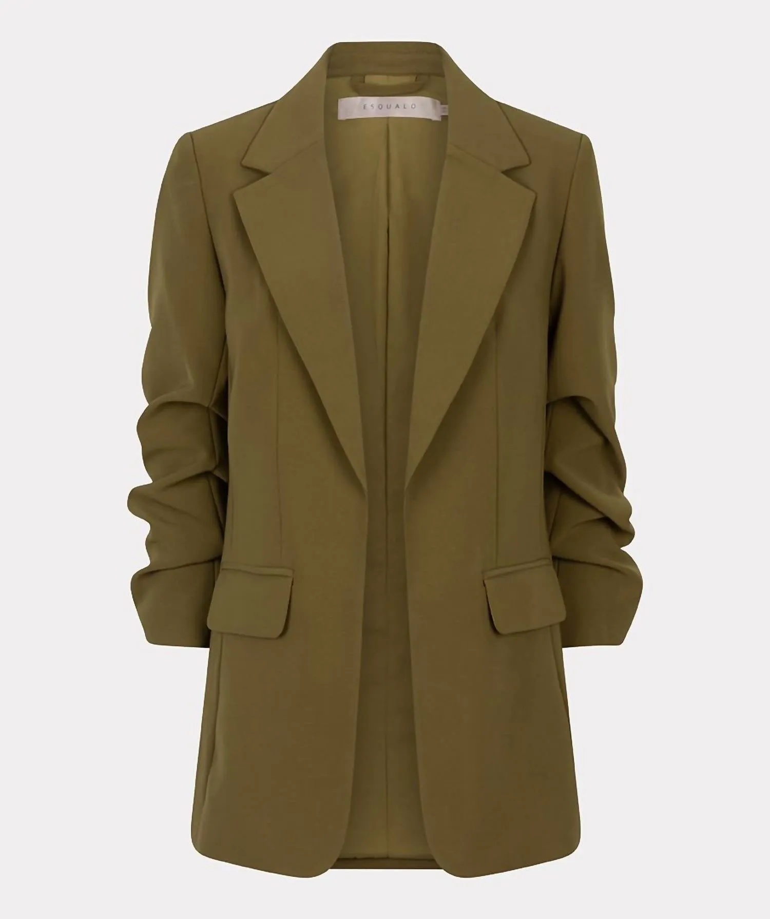 Gathered Sleeve City Blazer In Moss Green