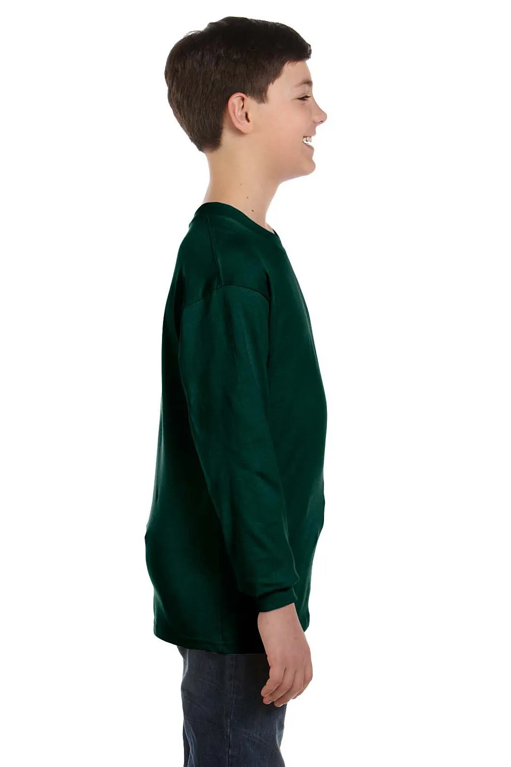 Gildan Youth Long Sleeve Crewneck T-Shirt - Forest Green