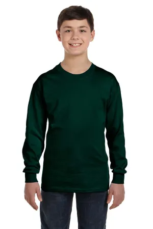 Gildan Youth Long Sleeve Crewneck T-Shirt - Forest Green
