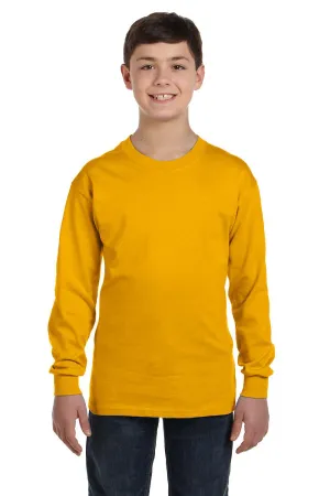 Gildan Youth Long Sleeve Crewneck T-Shirt - Gold
