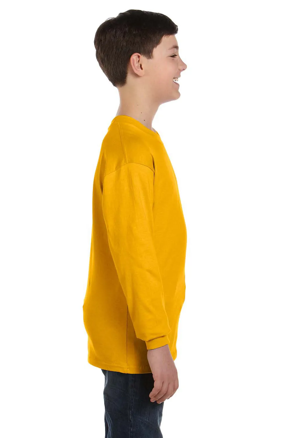 Gildan Youth Long Sleeve Crewneck T-Shirt - Gold
