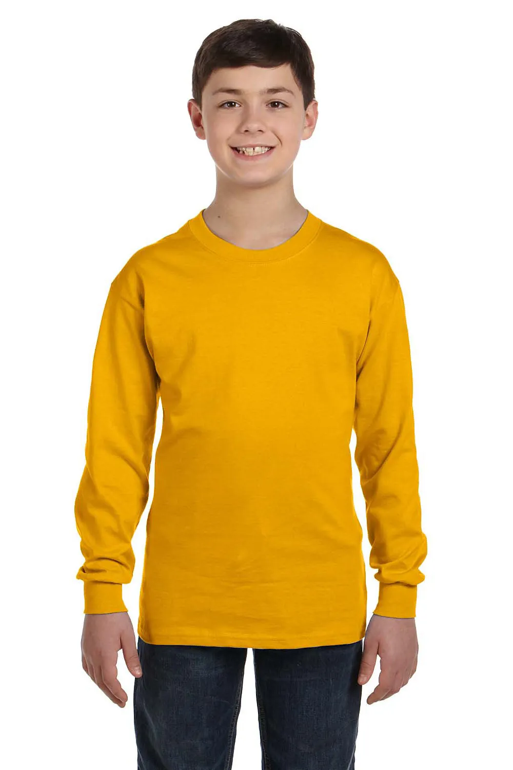 Gildan Youth Long Sleeve Crewneck T-Shirt - Gold