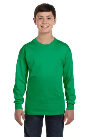 Gildan Youth Long Sleeve Crewneck T-Shirt - Irish Green