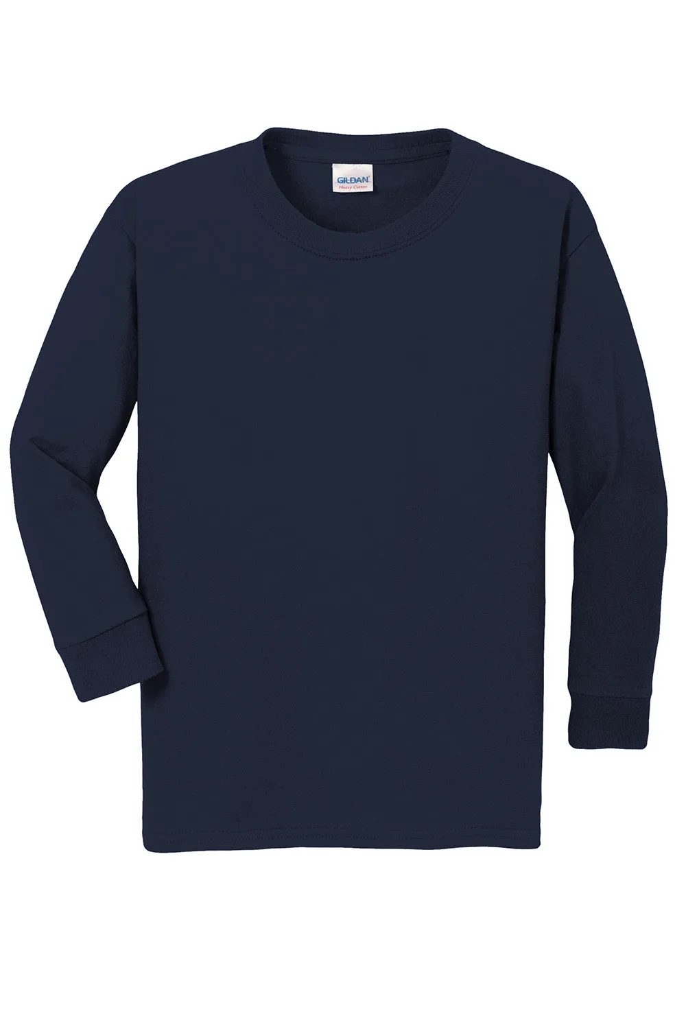 Gildan Youth Long Sleeve Crewneck T-Shirt - Navy Blue