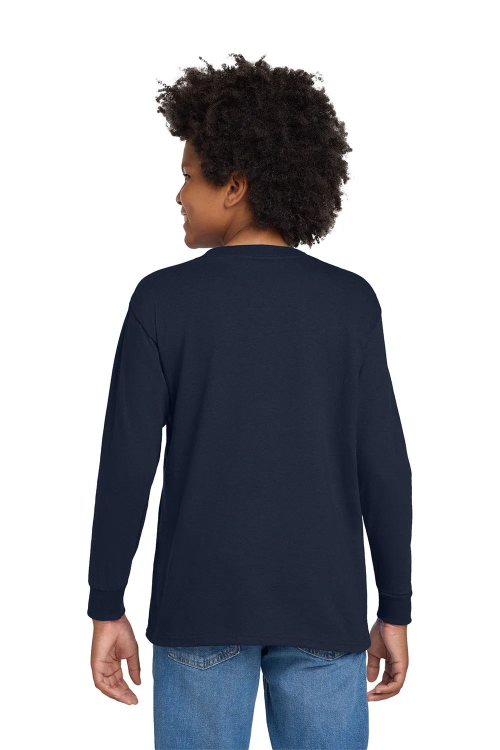Gildan Youth Long Sleeve Crewneck T-Shirt - Navy Blue