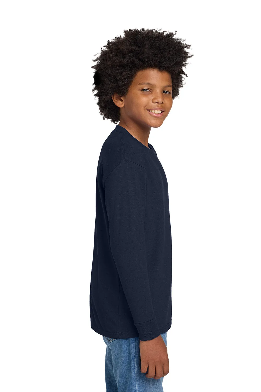 Gildan Youth Long Sleeve Crewneck T-Shirt - Navy Blue