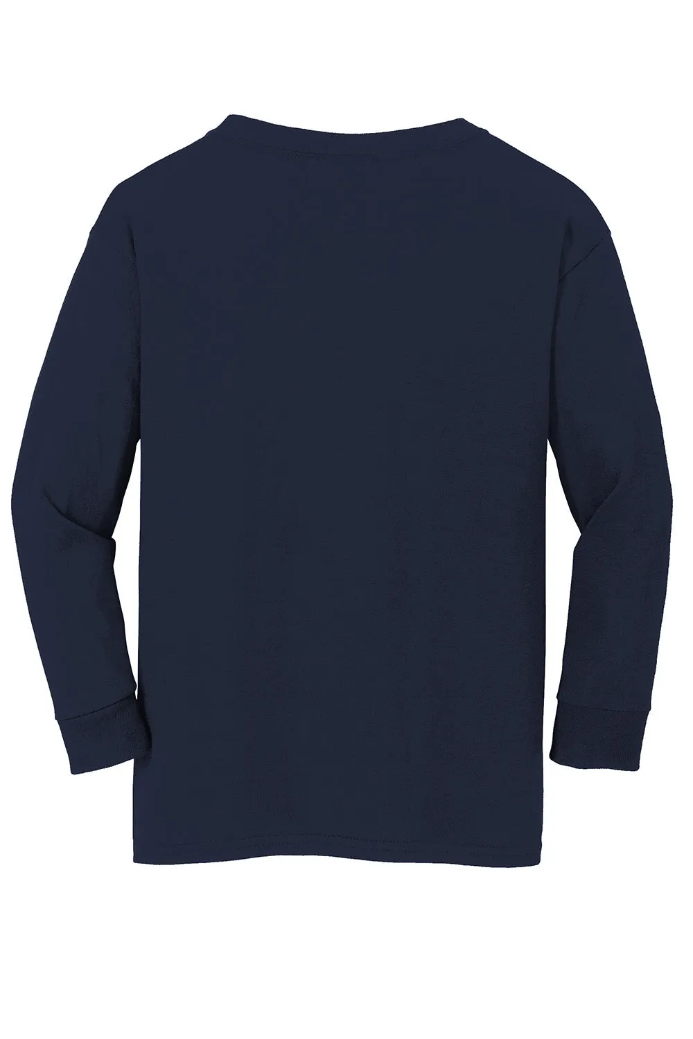 Gildan Youth Long Sleeve Crewneck T-Shirt - Navy Blue