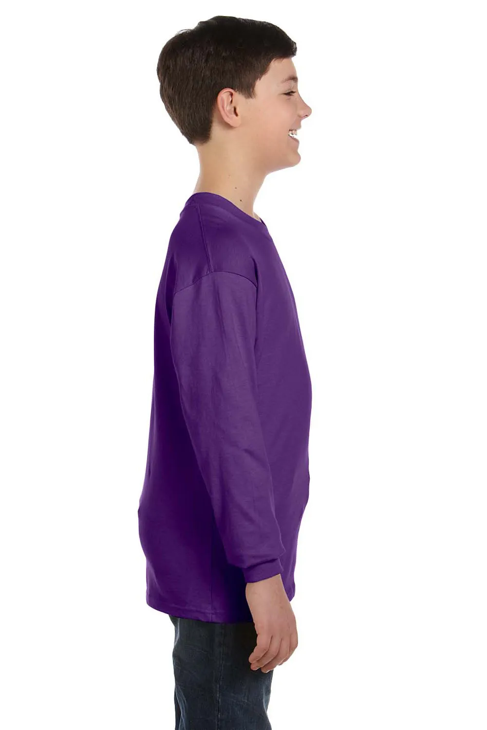 Gildan Youth Long Sleeve Crewneck T-Shirt - Purple