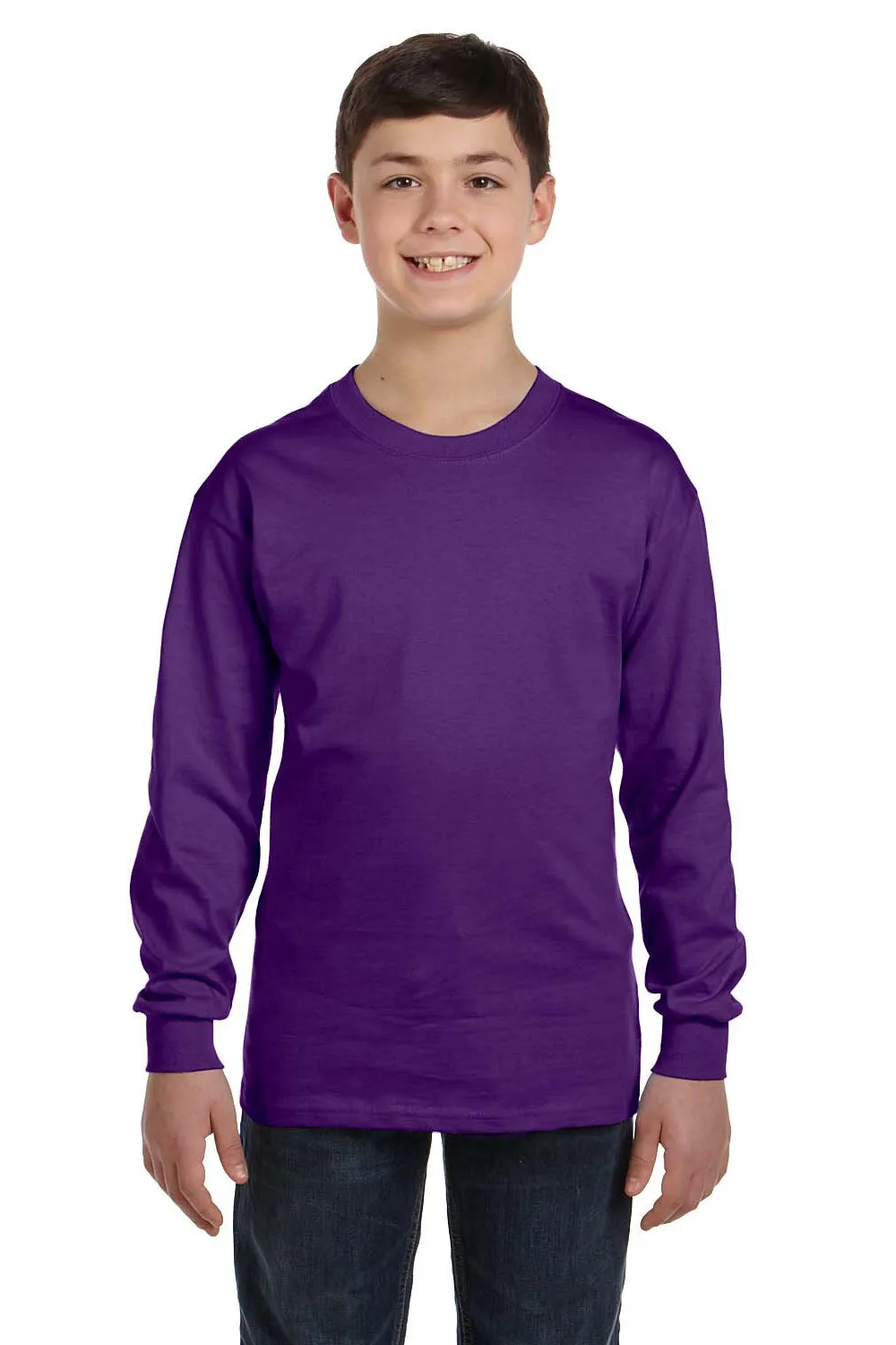 Gildan Youth Long Sleeve Crewneck T-Shirt - Purple