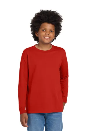 Gildan Youth Long Sleeve Crewneck T-Shirt - Red