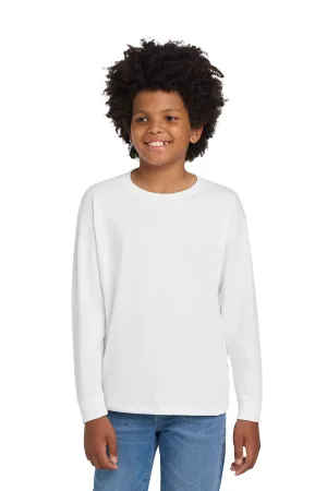 Gildan Youth Long Sleeve Crewneck T-Shirt - White