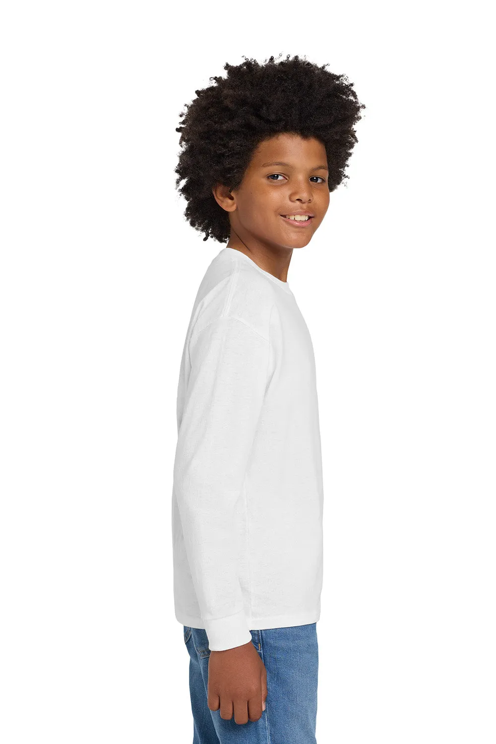 Gildan Youth Long Sleeve Crewneck T-Shirt - White