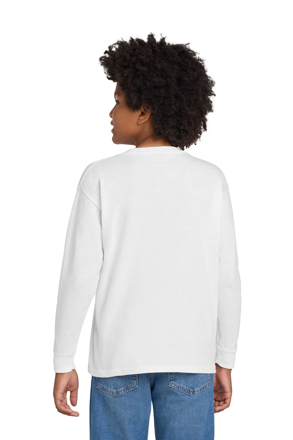 Gildan Youth Long Sleeve Crewneck T-Shirt - White