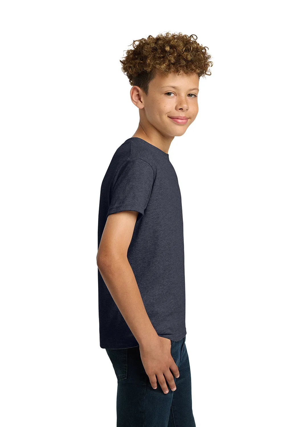 Gildan Youth Short Sleeve Crewneck T-Shirt - Heather Navy Blue