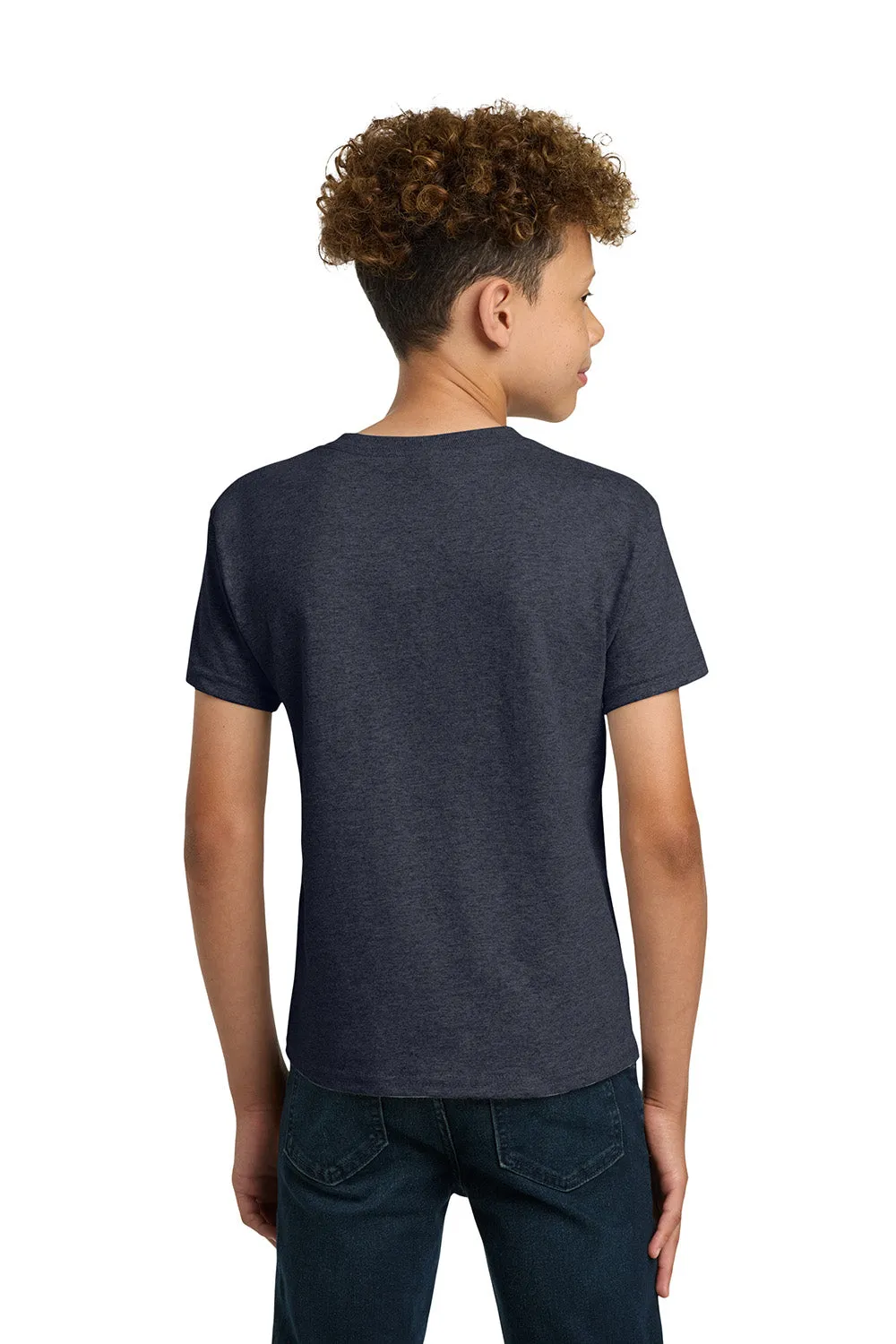 Gildan Youth Short Sleeve Crewneck T-Shirt - Heather Navy Blue