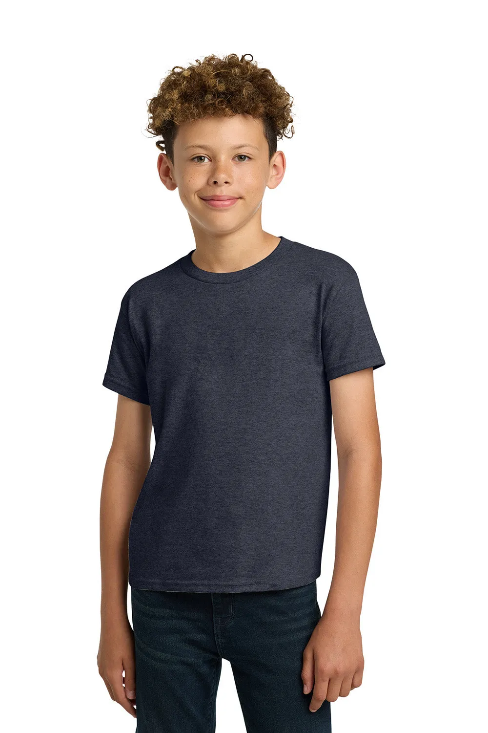 Gildan Youth Short Sleeve Crewneck T-Shirt - Heather Navy Blue