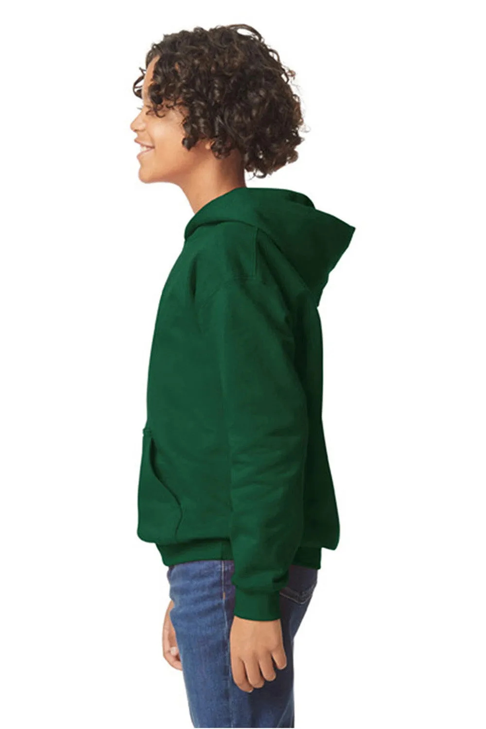 Gildan Youth Softstyle Hooded Sweatshirt Hoodie w/ Pouch Pocket - Forest Green