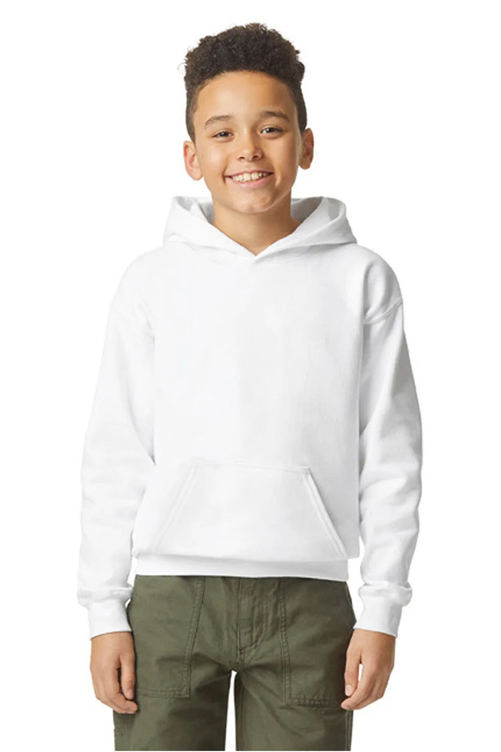 Gildan Youth Softstyle Hooded Sweatshirt Hoodie w/ Pouch Pocket - White