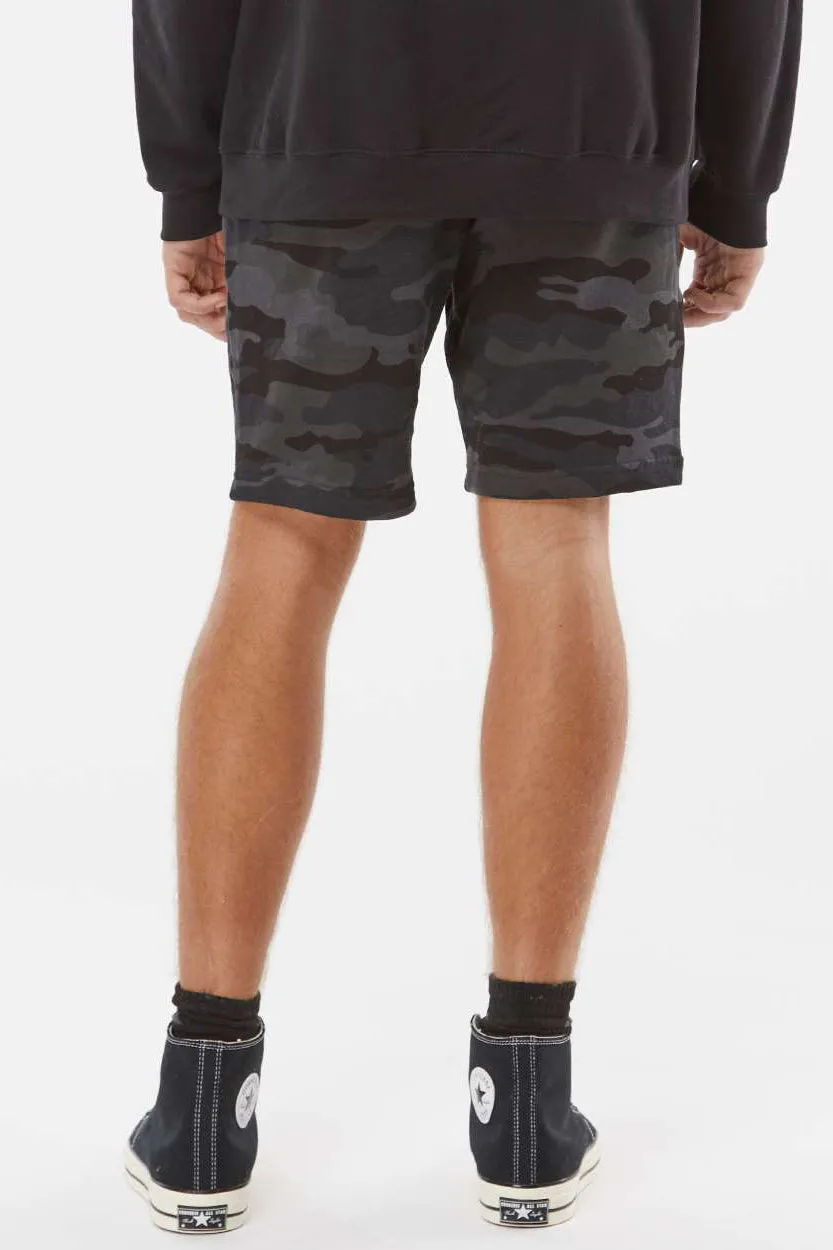 Independent Trading Company Mens Fleece Shorts w/ Pockets - Black Camo