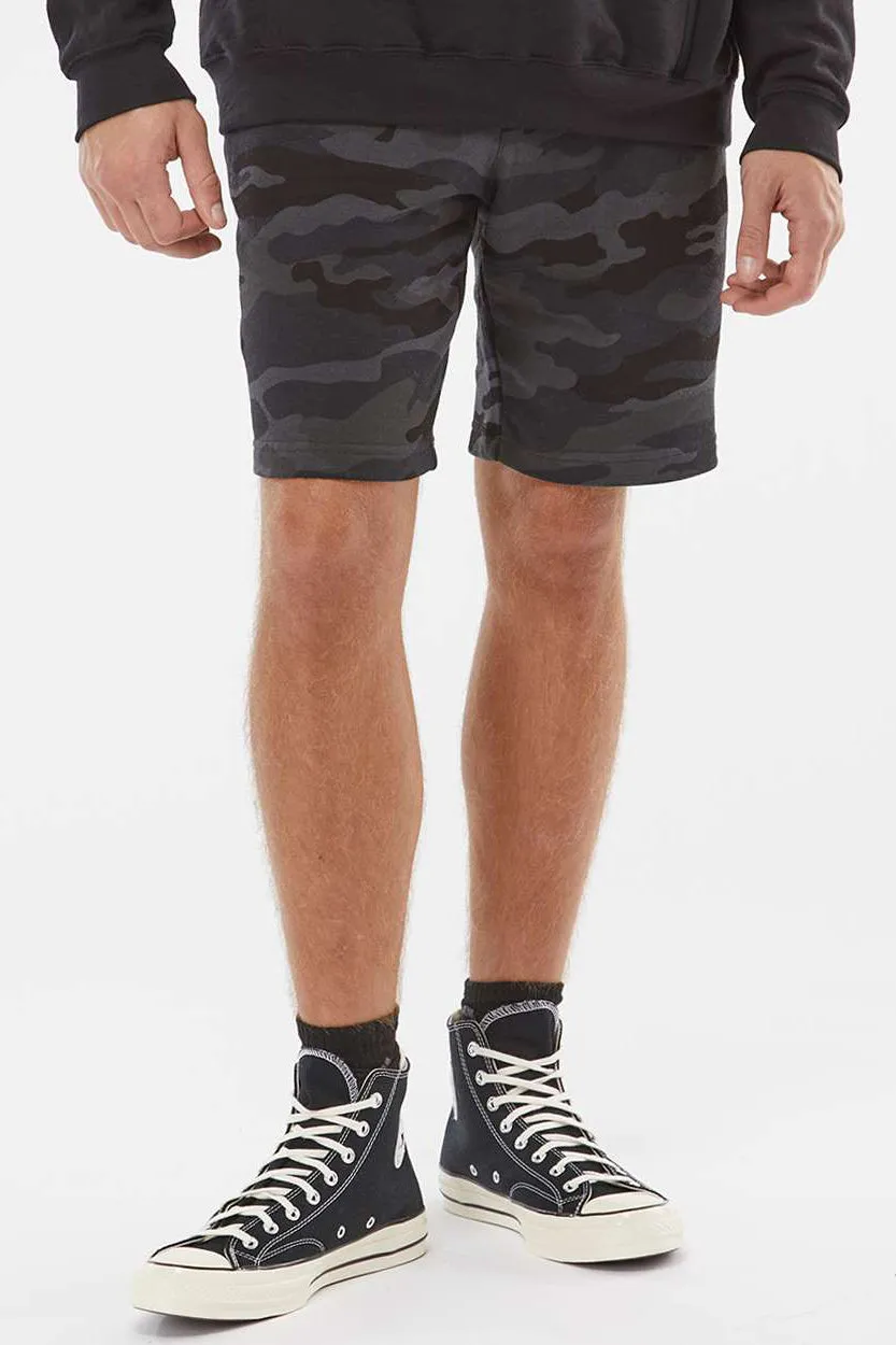 Independent Trading Company Mens Fleece Shorts w/ Pockets - Black Camo