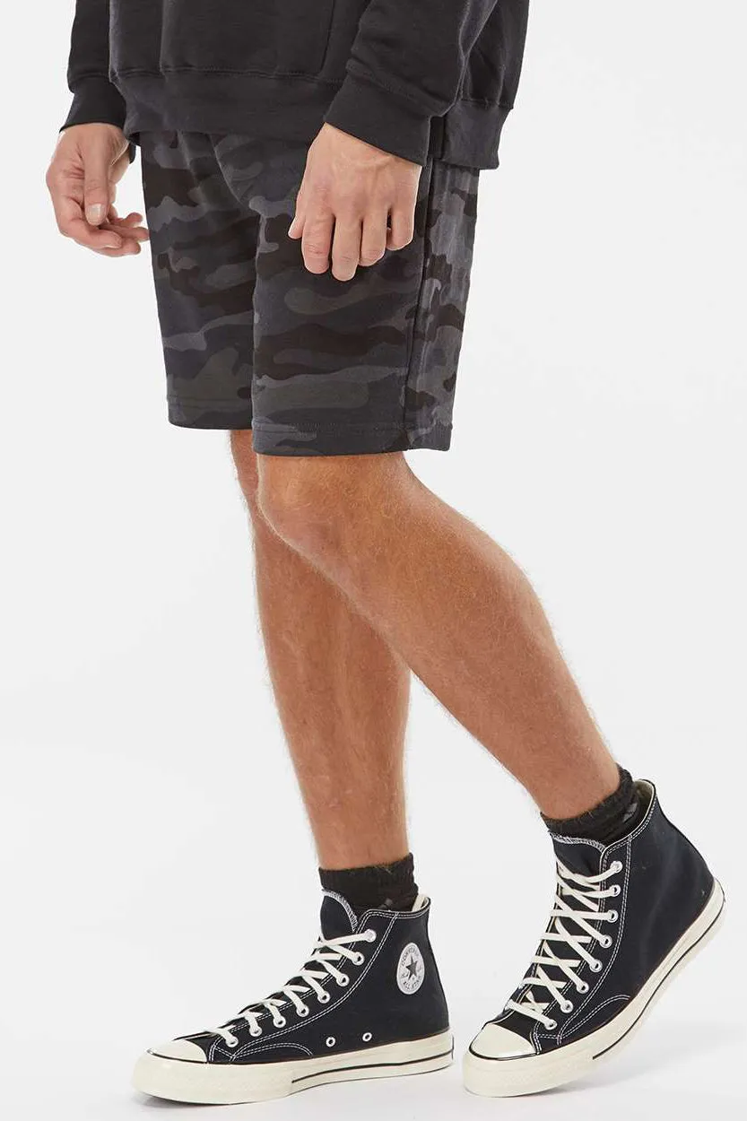 Independent Trading Company Mens Fleece Shorts w/ Pockets - Black Camo