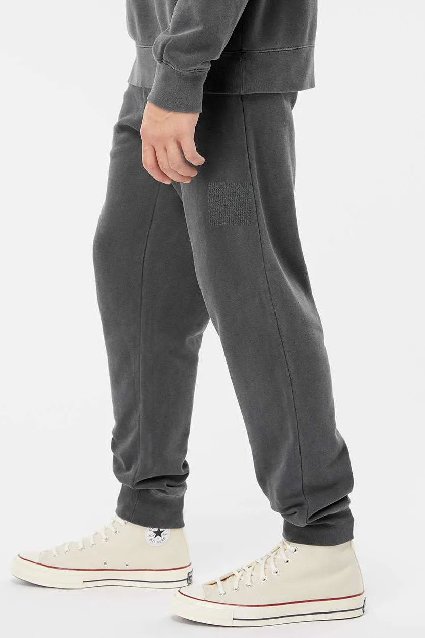 Independent Trading Company Mens Pigment Dyed Fleece Sweatpants w/ Pockets - Black
