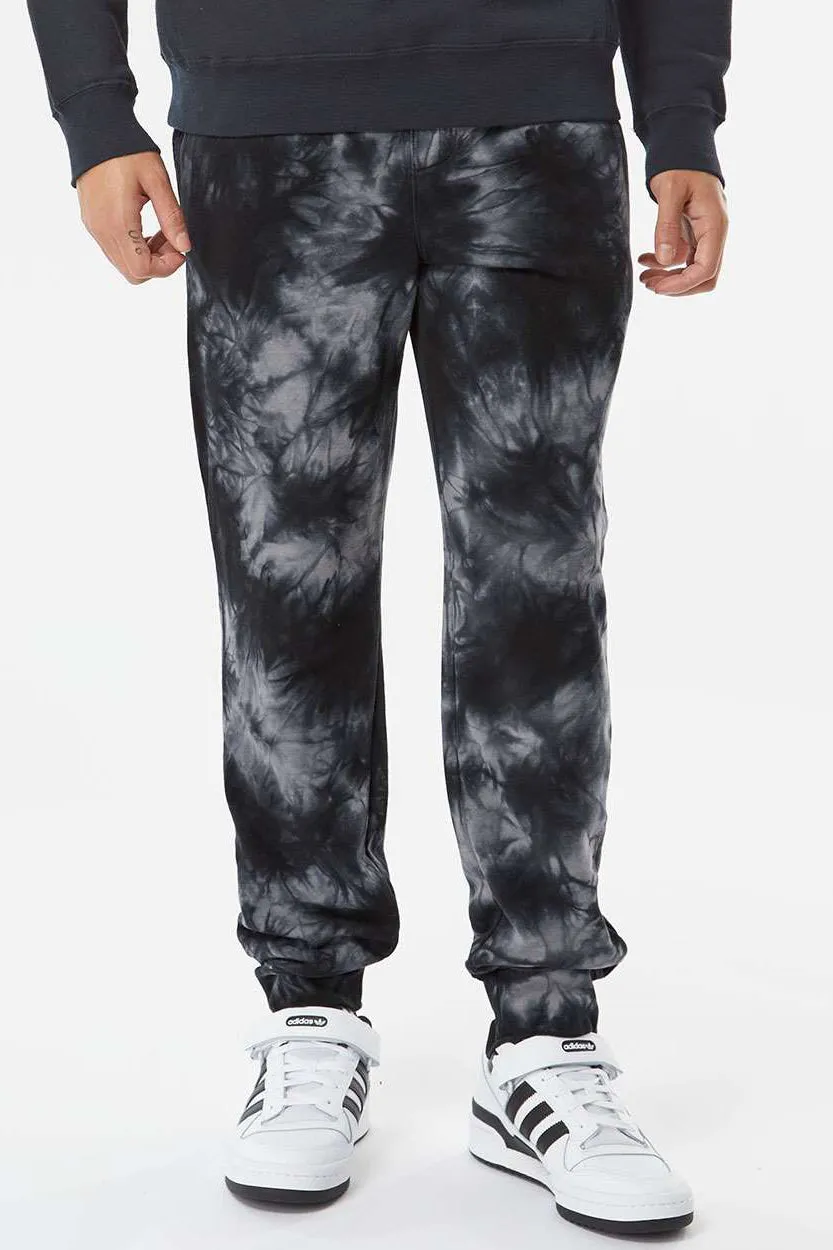 Independent Trading Company Mens Tie-Dye Fleece Sweatpants w/ Pockets - Black
