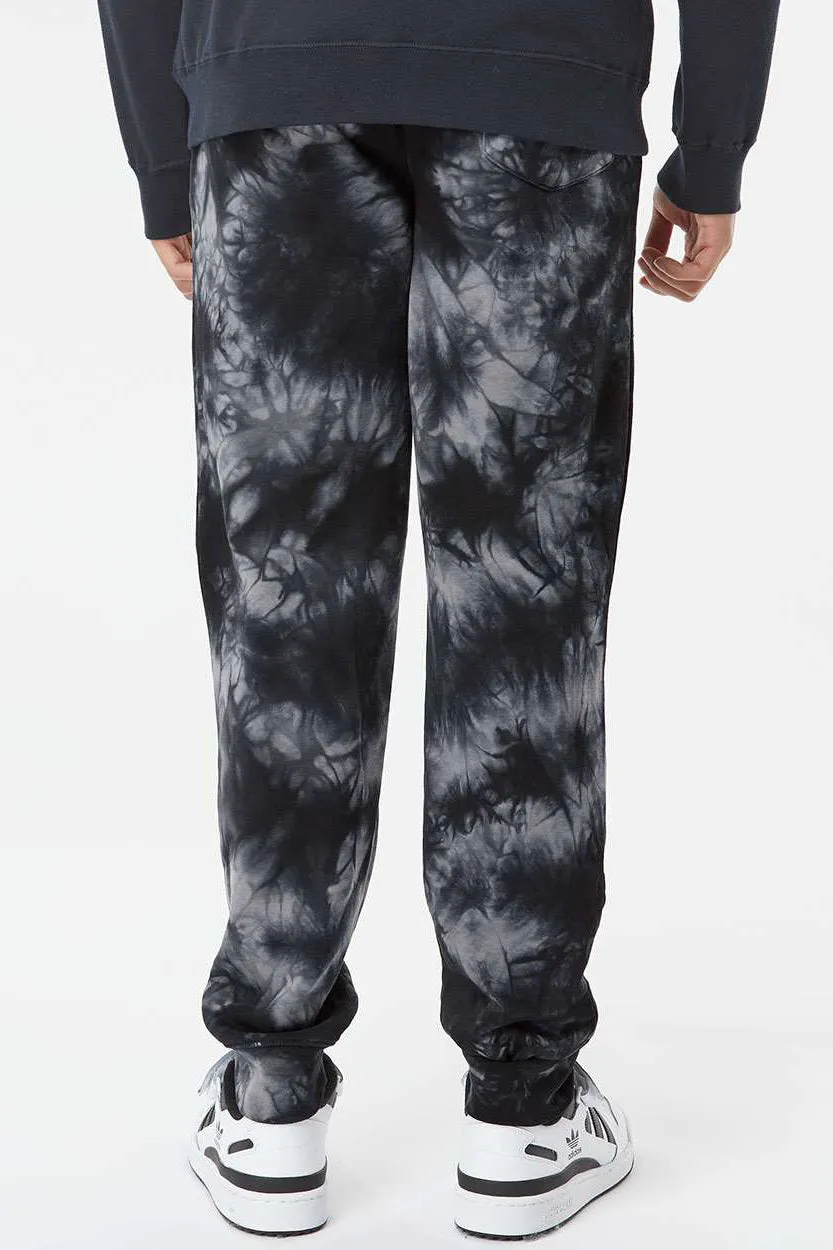Independent Trading Company Mens Tie-Dye Fleece Sweatpants w/ Pockets - Black