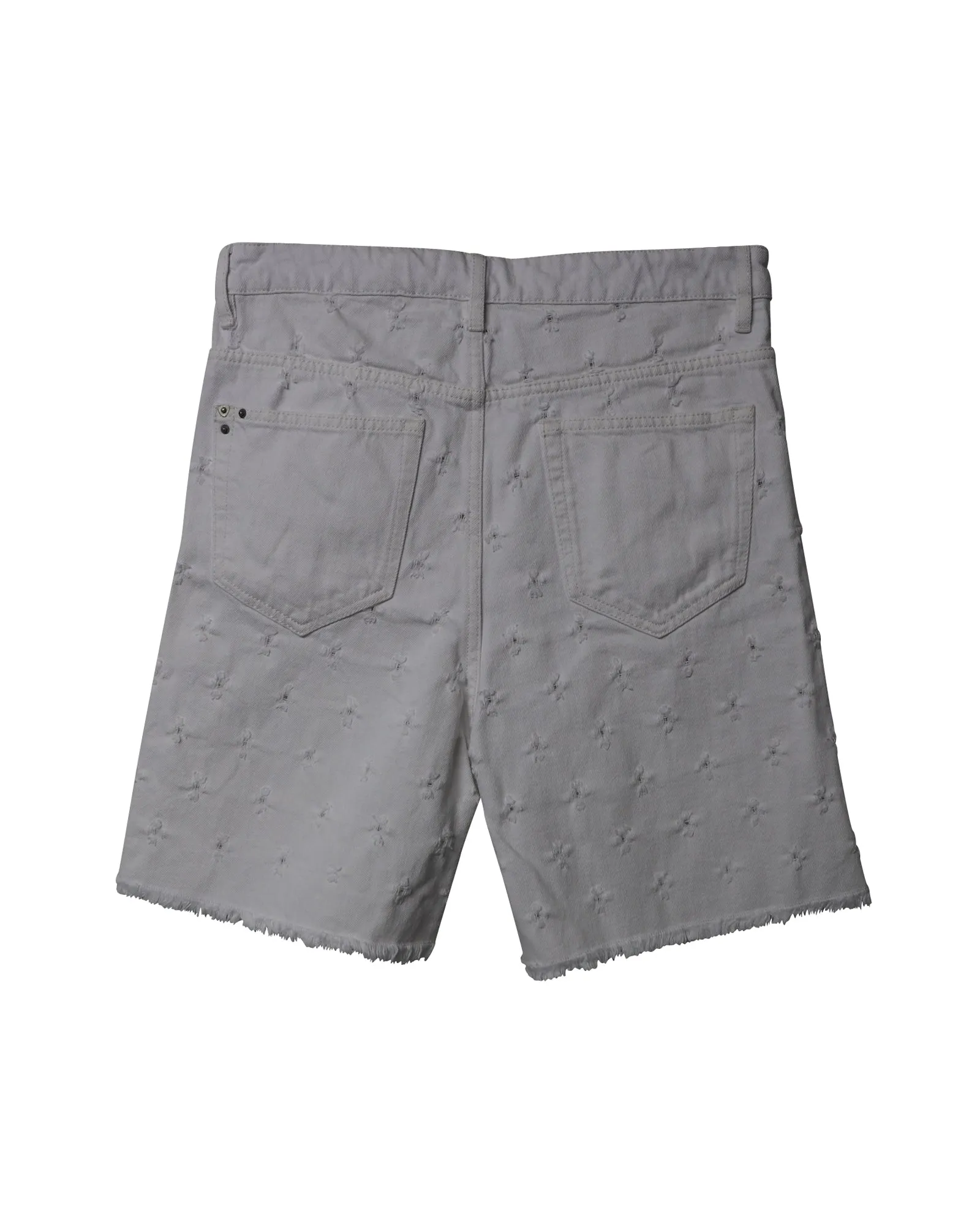 Isabel Marant Etoile Distressed Bermuda Shorts in White Cotton Denim