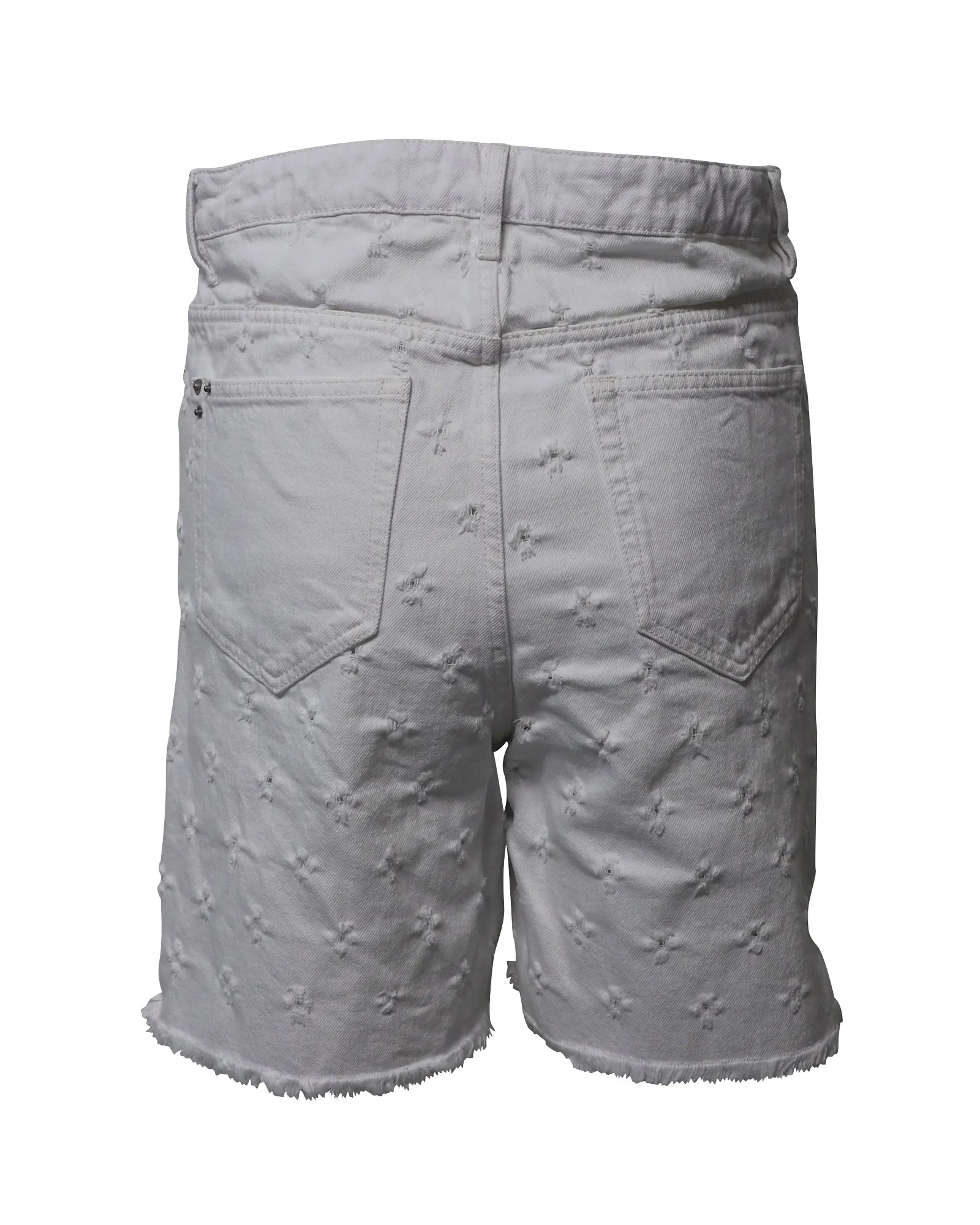 Isabel Marant Etoile Distressed Bermuda Shorts in White Cotton Denim