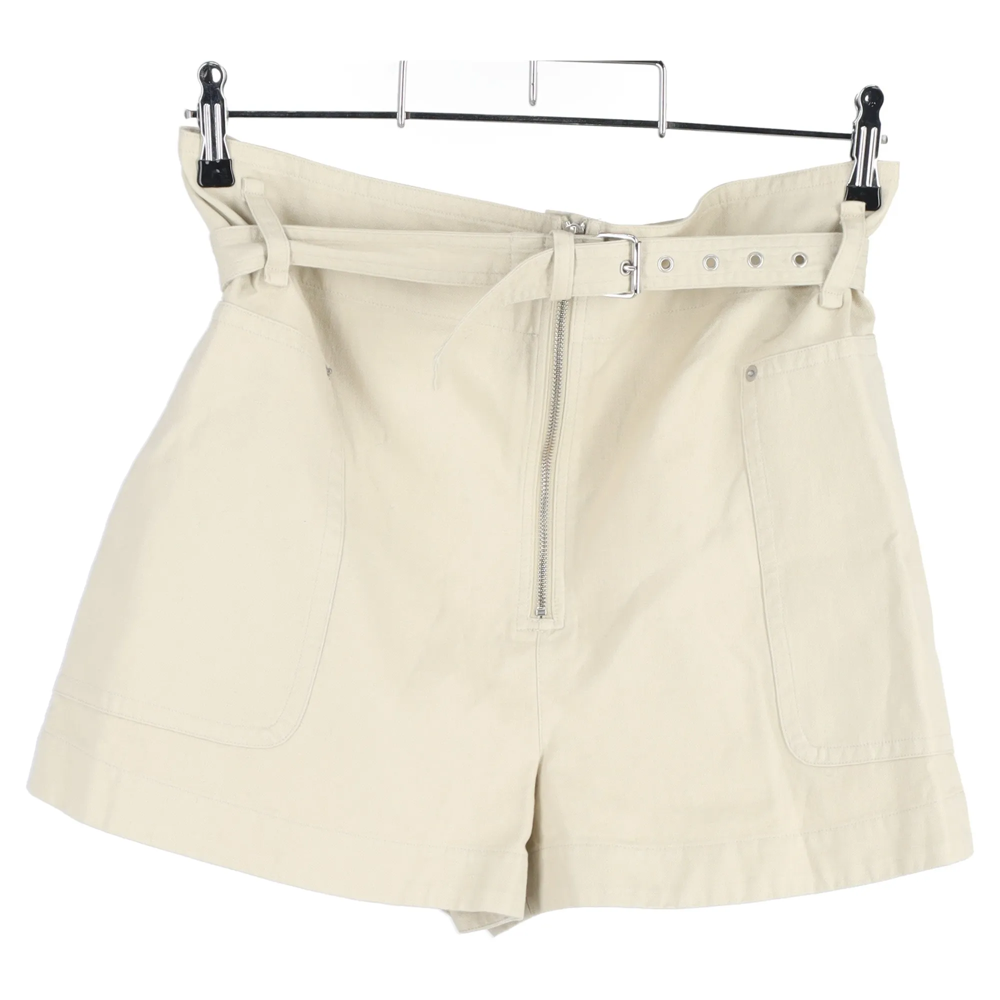 Isabel Marant Étoile Parana Belted Shorts in White Cotton-Linen