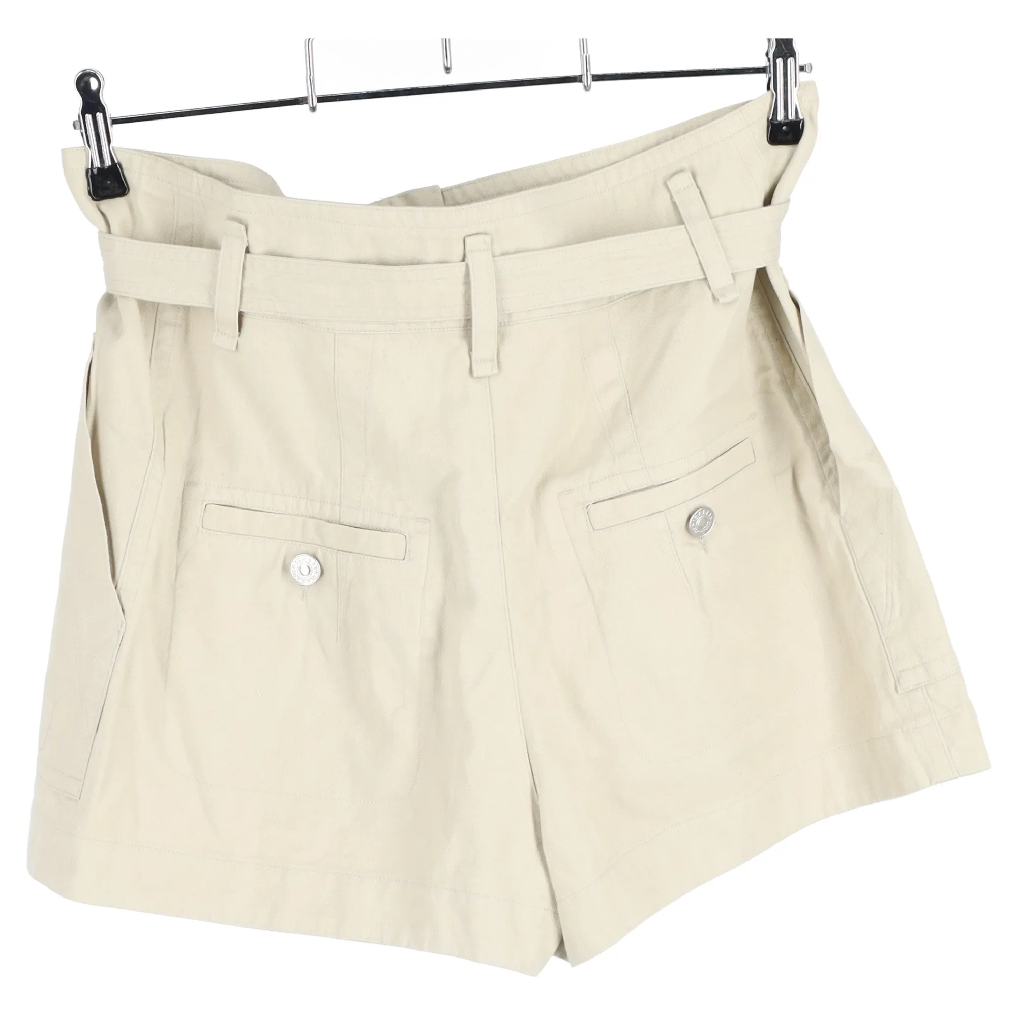 Isabel Marant Étoile Parana Belted Shorts in White Cotton-Linen
