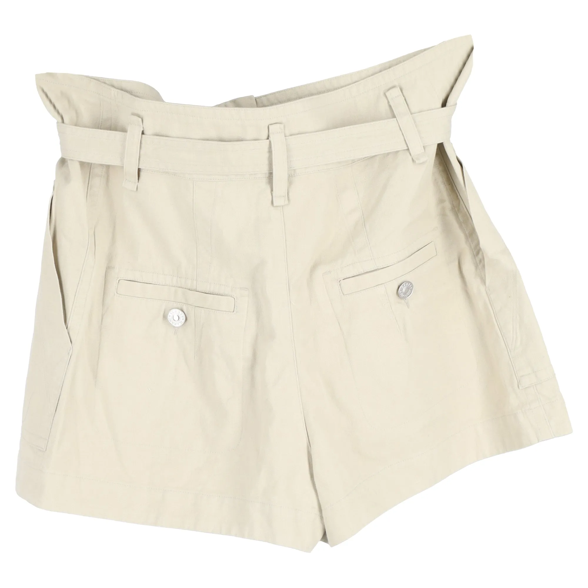 Isabel Marant Étoile Parana Belted Shorts in White Cotton-Linen