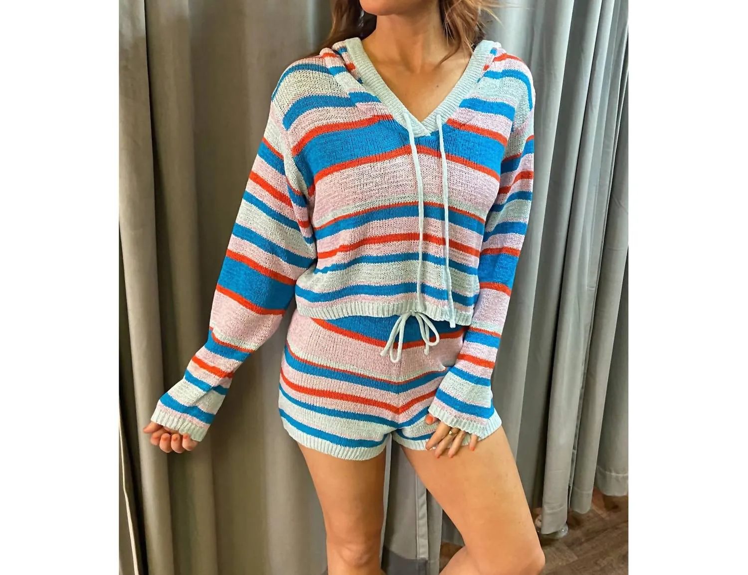 Ivy Knit Shorts In Blue Stripes