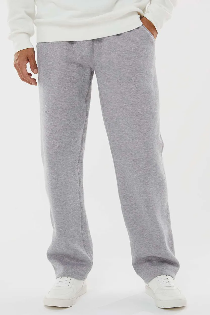 J America Mens Open Bottom Fleece Sweatpants w/ Pockets - Oxford Grey
