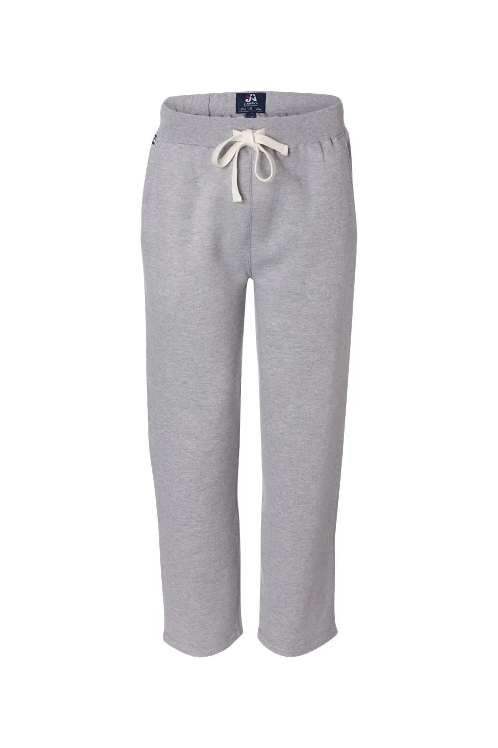 J America Mens Open Bottom Fleece Sweatpants w/ Pockets - Oxford Grey