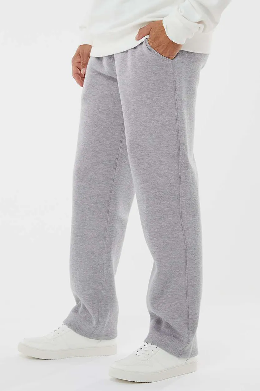J America Mens Open Bottom Fleece Sweatpants w/ Pockets - Oxford Grey