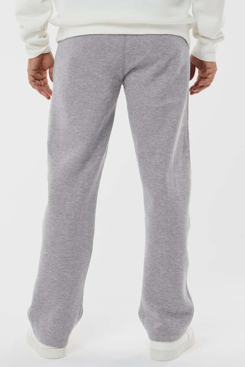 J America Mens Open Bottom Fleece Sweatpants w/ Pockets - Oxford Grey