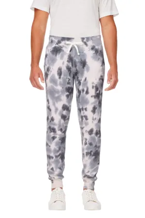 J America Mens Tie-Dye Fleece Jogger Sweatpants w/ Pockets - Black