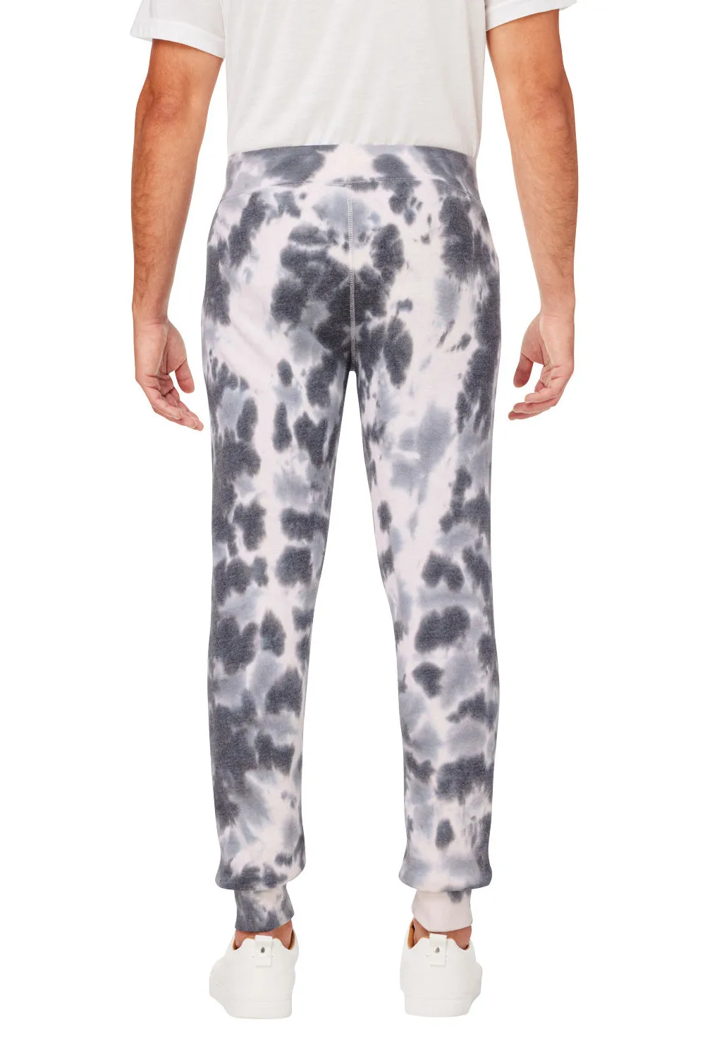 J America Mens Tie-Dye Fleece Jogger Sweatpants w/ Pockets - Black