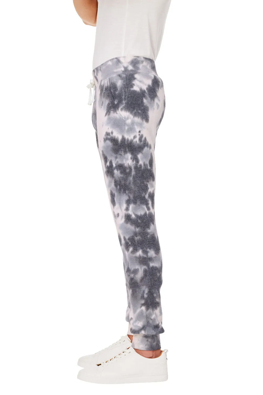 J America Mens Tie-Dye Fleece Jogger Sweatpants w/ Pockets - Black