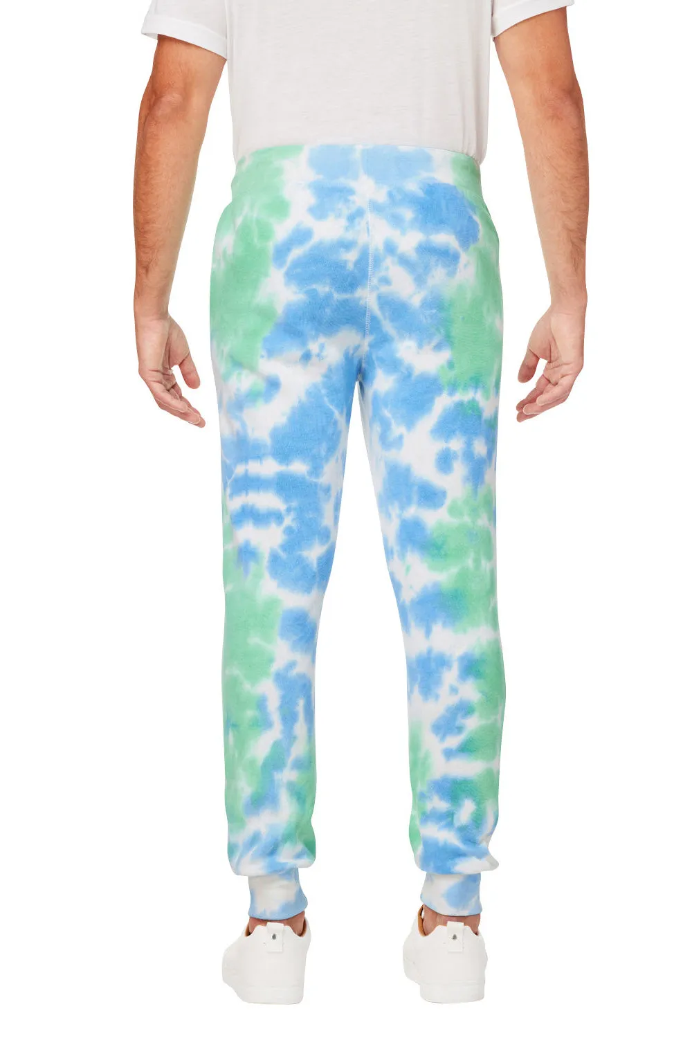 J America Mens Tie-Dye Fleece Jogger Sweatpants w/ Pockets - Lagoon