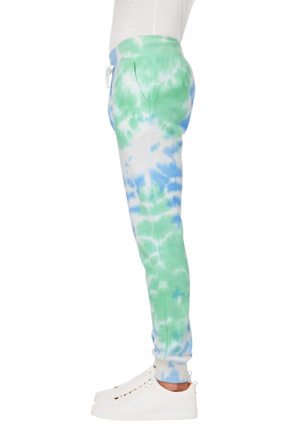 J America Mens Tie-Dye Fleece Jogger Sweatpants w/ Pockets - Lagoon
