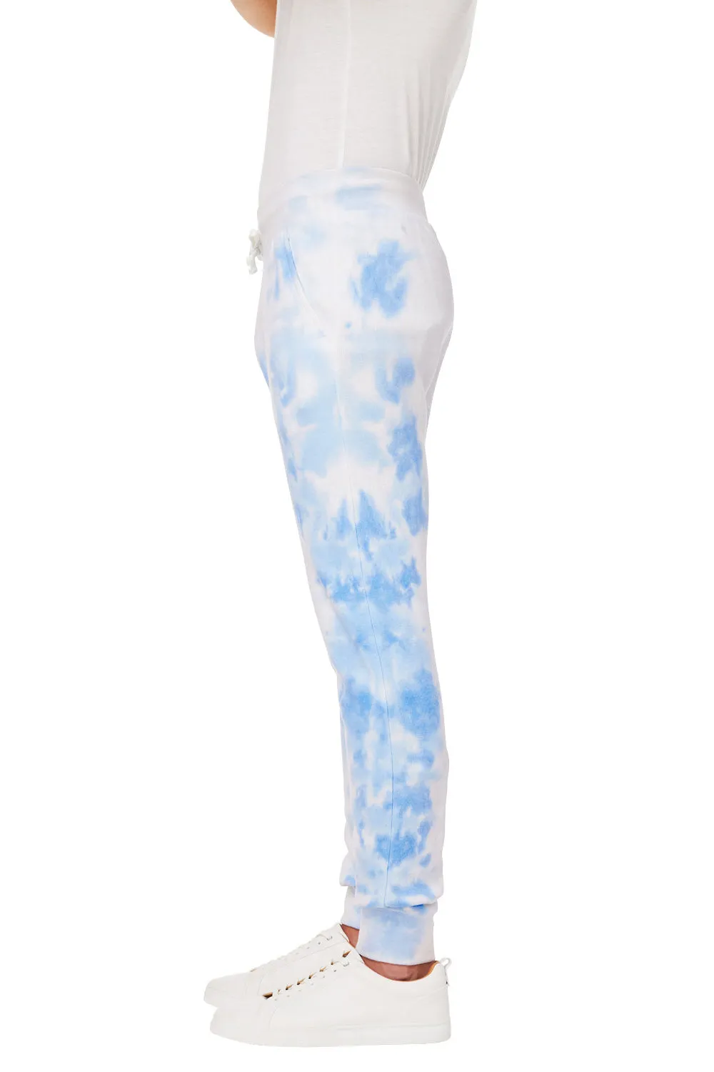 J America Mens Tie-Dye Fleece Jogger Sweatpants w/ Pockets - Periwinkle Blue