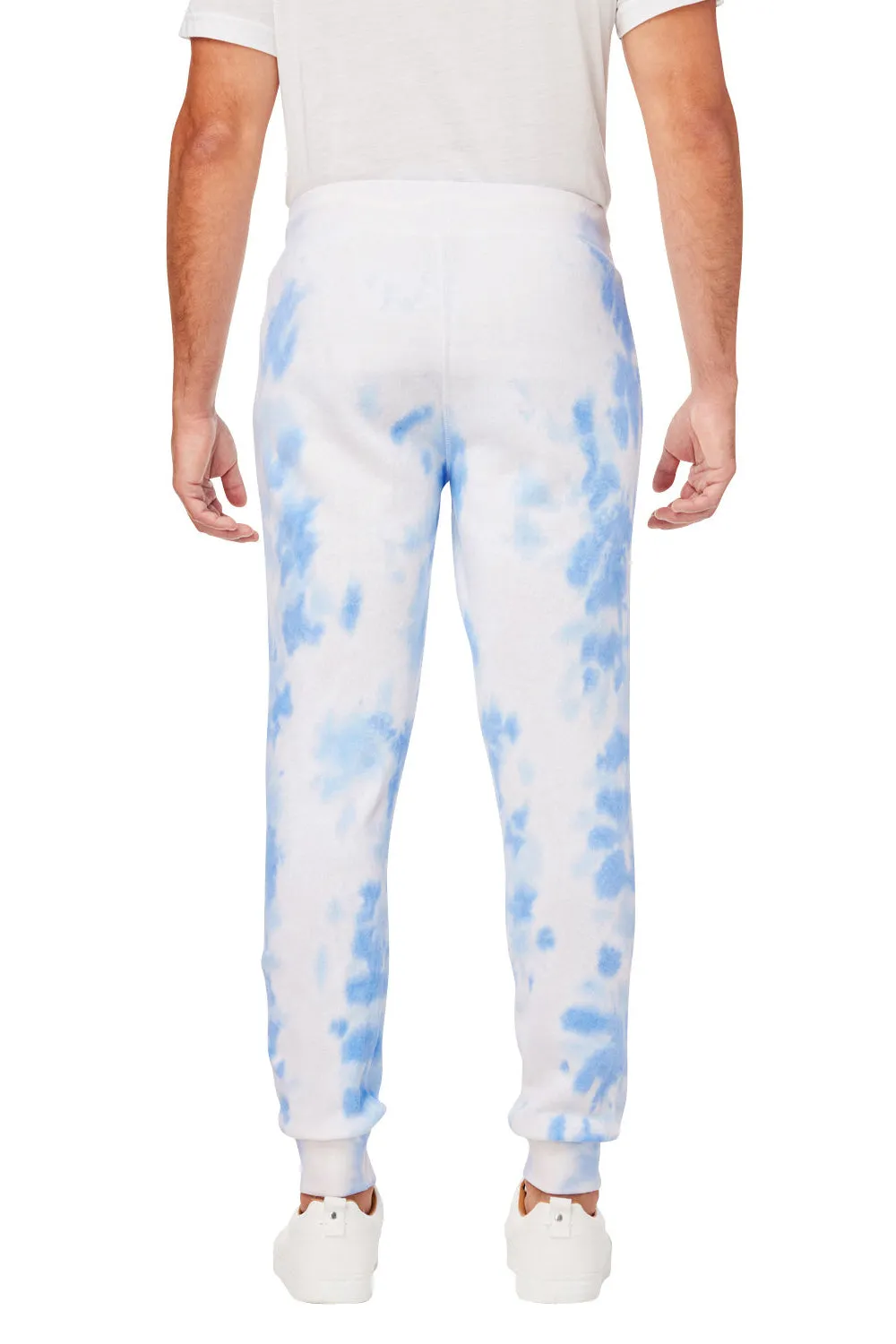 J America Mens Tie-Dye Fleece Jogger Sweatpants w/ Pockets - Periwinkle Blue