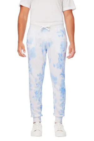 J America Mens Tie-Dye Fleece Jogger Sweatpants w/ Pockets - Periwinkle Blue