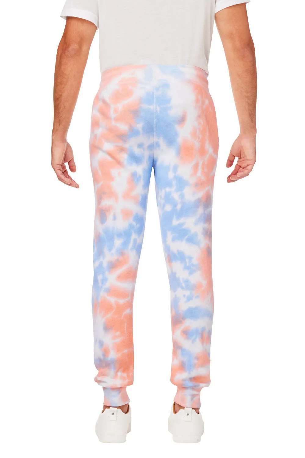 J America Mens Tie-Dye Fleece Jogger Sweatpants w/ Pockets - Sunset