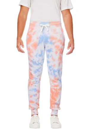 J America Mens Tie-Dye Fleece Jogger Sweatpants w/ Pockets - Sunset