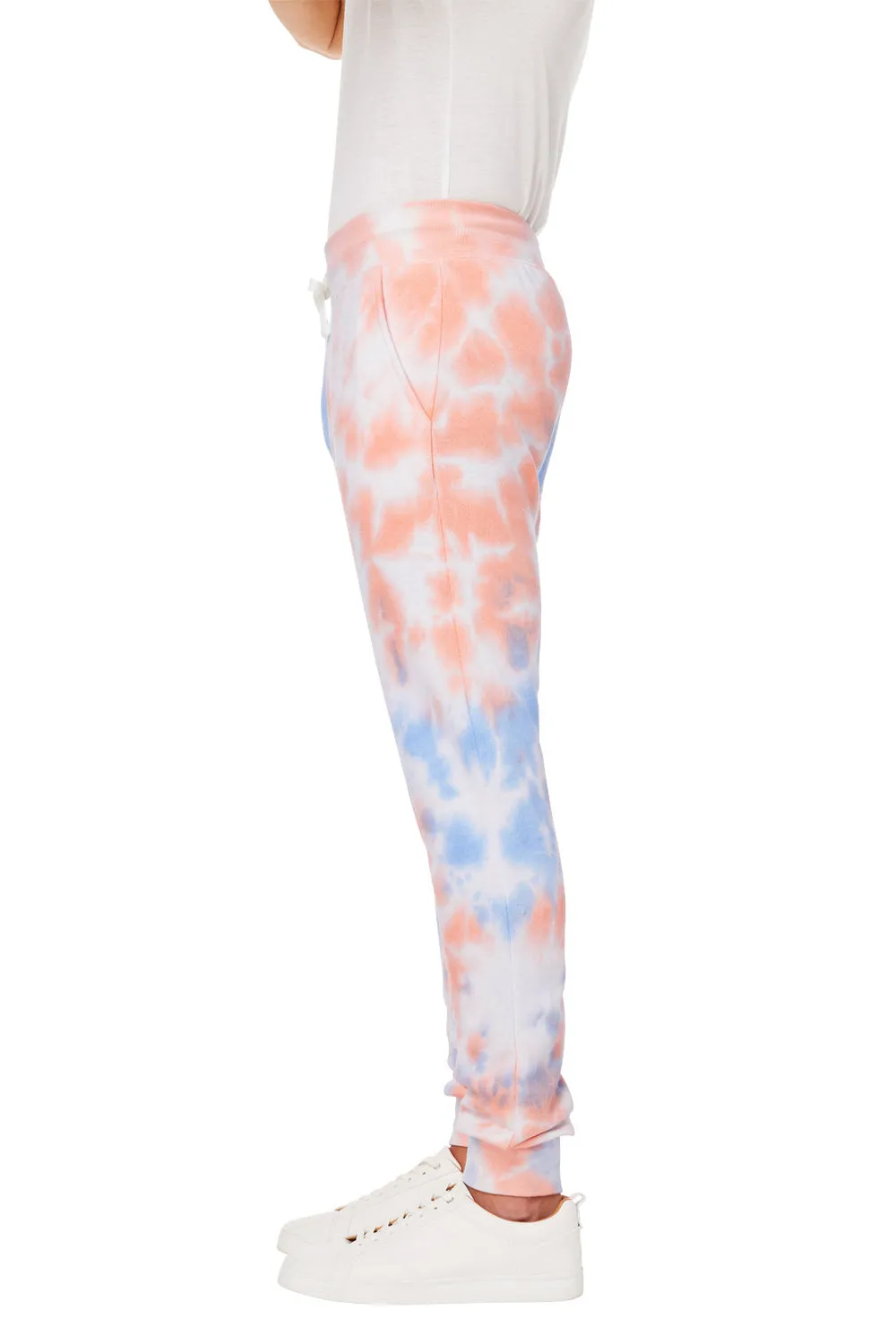 J America Mens Tie-Dye Fleece Jogger Sweatpants w/ Pockets - Sunset