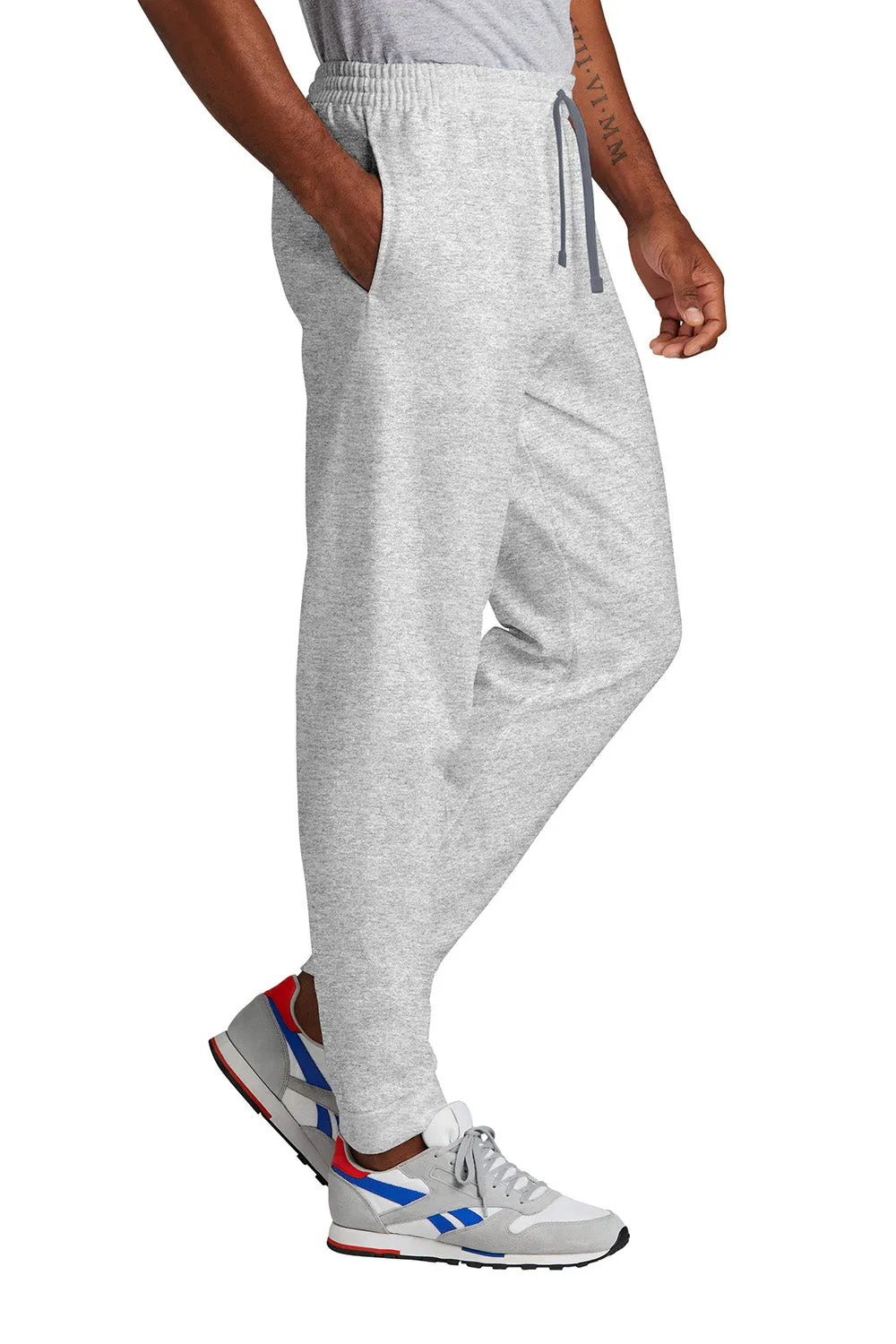 Jerzees Mens NuBlend Fleece Jogger Sweatpants w/ Pockets - Ash Grey/Charcoal Grey